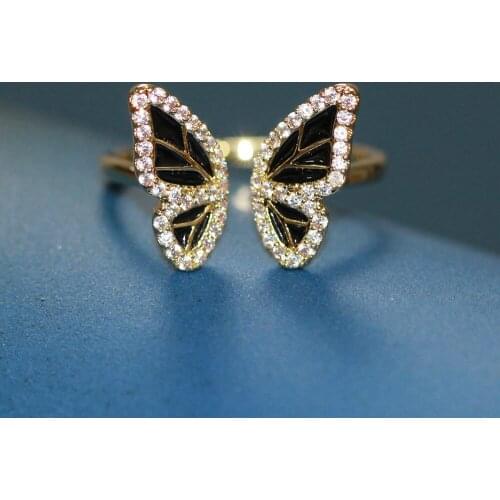 Fashion Gold Plated Butterfly Ring Simple Opening Adjustable Animal Ring Elegant Womens Party Jewelry Valentines Day