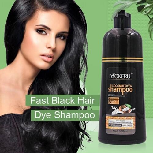 Mokeru 3pcs/Lot Natural 3 in 1 Shining Smoothing Coconut Oil Extract Plant Hair Dye Shampoo For Women Fast Hair Color Shampoo