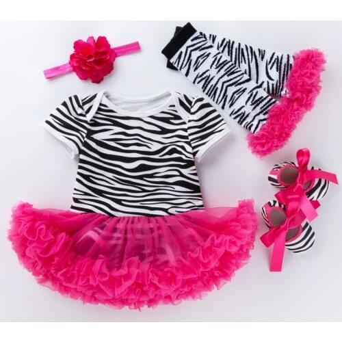 Baby Girl Princess Dress Outfits Stripes Leopard Romper Tutu Party Dress Shoes Leg Warmer Headband for Toddler Girls Dresses Set