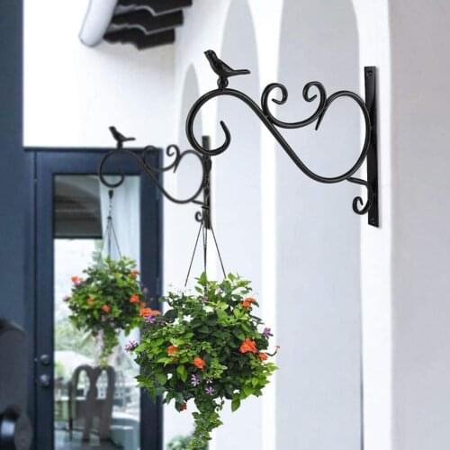 Wall Hanging Plant Bracket Shelf Stand Holder Garden Wall Light Iron Hanging Flower Pot Hook Shelf Hanger Household Decoration