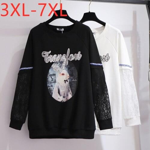 New Ladies Autumn Winter Plus Size Tops For Women Large Long Sleeve Print Wool Line Cotton Thick T-shirt 3XL 4XL 5XL 6XL 7XL