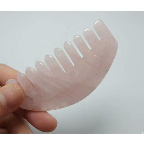 1pc 80mm Natural Rose Crystal Comb Shape GuaSha Board Massager Tool Health Care