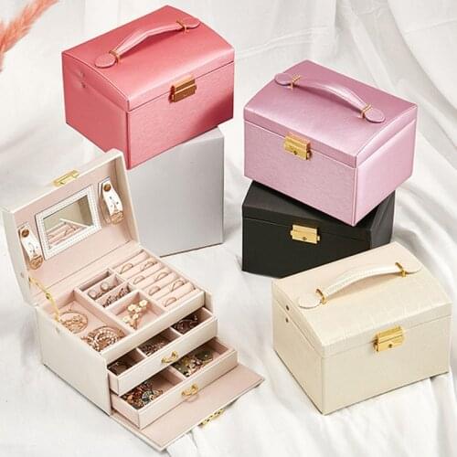 Jewelry Organizer Large Jewelry Box High Capacity Jewelry Casket Makeup Storage Makeup Organizer Leather Beauty Travel Box