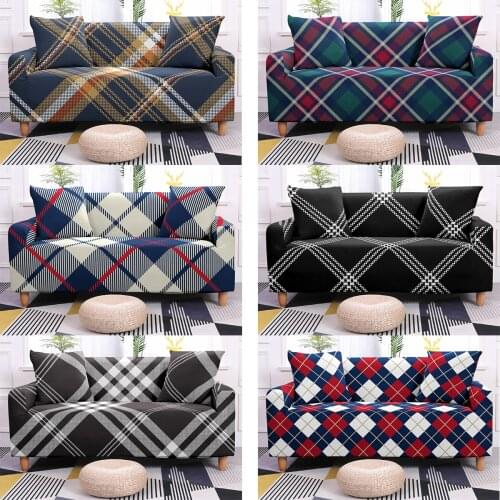 Stripe Grid Elastic Sofa Cover for Living Room Modern Sectional Corner Sofa Slipcover Couch Cover Chair Protector 1/2/3/4 Seater
