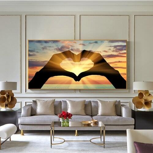 Modern Canvas Wall Art Home Decor Sunset Hand Love Landscape Seascape Canvas Paintings Living Room Print Pictures Home Decor