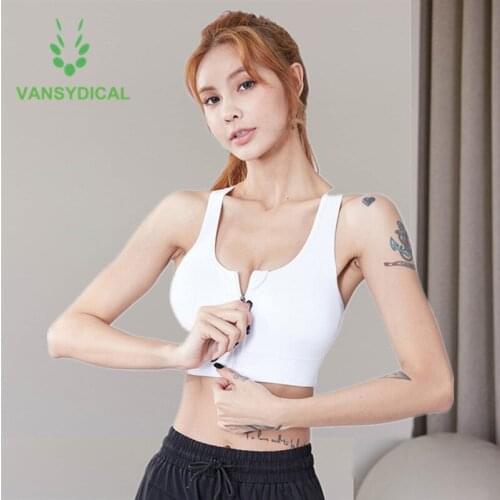 Women Front Zipper Sports Workout Yoga Bra Cross Shoulder Strap Shockproof Running Gym Bra Push Up Fitness Training Underwear