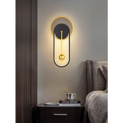 Led Wall Lamp Indoor Black and Gold Aall Lamp Simple Art Indoor Home Decoration Modern Living Room Corridor Bedside