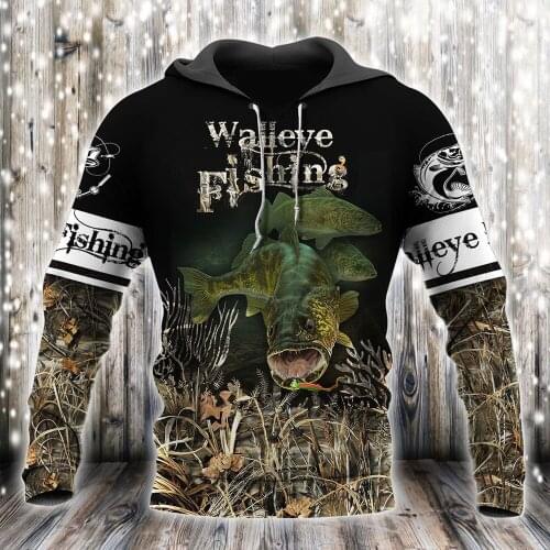 Beautiful Walleye Fishing 3D All Over Printed Men Deluxe Hoodie Unisex Sweatshirt Zip Pullover Casual Jacket Tracksuit KJ322