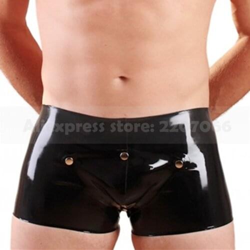 Natural Latex Rubber Men Tight Boxer Shorts With Crotch Cover Piece Handmade Panties RPM100
