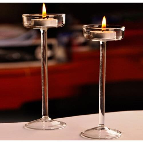 European Style Tall Candle Holder Glass Candle Holder Transparent Creative Tall Glass Design Wedding Party Romantic Dinner Decor