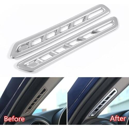 YAQUICKA 2Pcs/set Car A Pillar Air Condition Outlet Vent Frame Cover Trim Styling For Alfa Romeo Giulia 2017 ABS Matte Silver