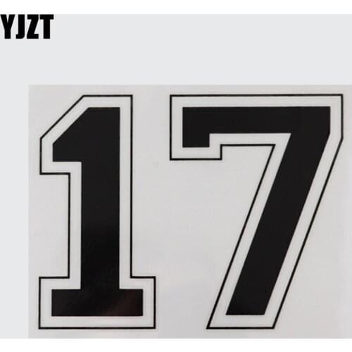 YJZT 13.4CM*10.4CM Black/Silver Creative Arabic 17 Number Decal Car Sticker Vinyl 13D-0374