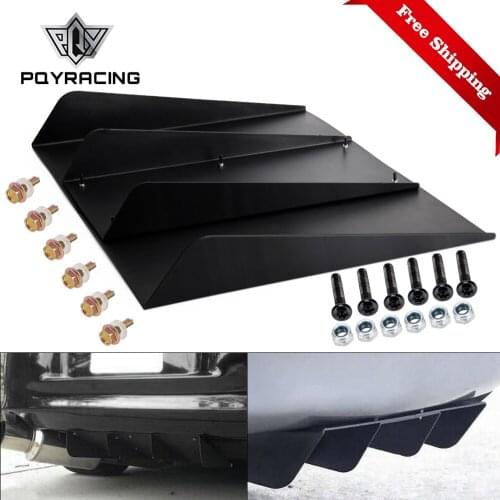 Rear Bumper 4 Shark Fins Diffuser Car Spoiler Decoration Fin 22" x 21" Black ABS Universal PQY-SFB06