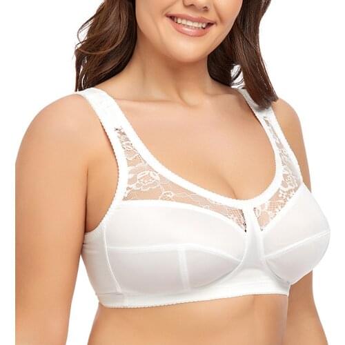 Womens Soft Cups Embroibered Wireless Minimizer Bra Plus Size Bralette Full Cup 34 36 38 40 42 44 46 48 52 54 56 B C D E F G H