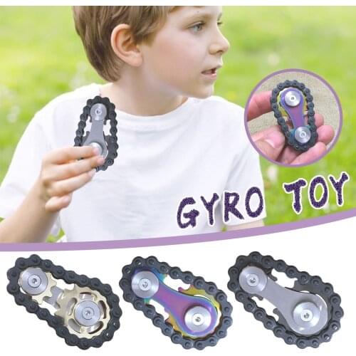 Sprockets Chain Teeth Flywheel Black Gear Chain Metal Fingertip Sprocket Chains Decompression Fidget Toy Children Birthday Gift