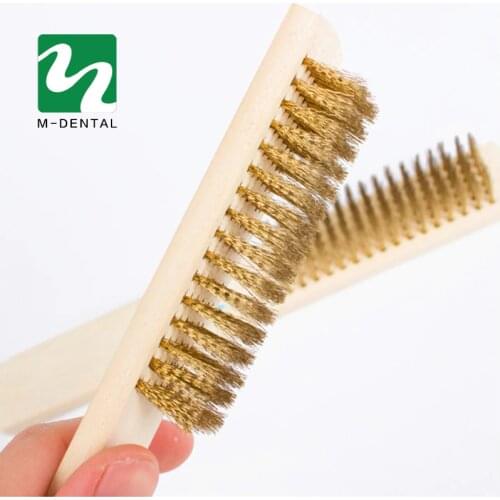2pcs Dental Material Copper Brush With Wooden Handle For Clean Dental Burs And Dental Product For Dental Lab