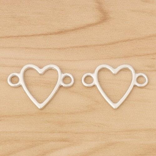 20 Pieces Tibetan Silver Color Open Heart Connector Charms for Bracelet Jewellery Making Accessories 24x16mm