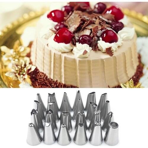 24 Pcs Russian Tulip DIY Icing Piping Nozzles Kitchen DIY Icing Piping Cream Reusable Pastry Nozzle Set Cake Decorating Tools