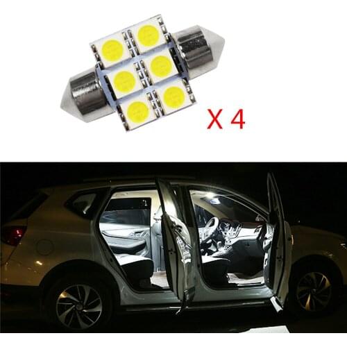 4 x Error Free White Interior LED Lights Package Kit For Mitsubishi Lioncel Outlander Pajero Accessories Reading Door Lamp