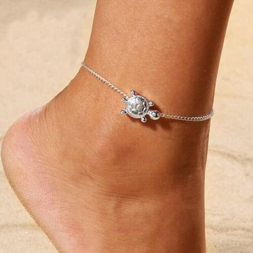 Simple Chain Sea Turtle Anklet For Women Anklet Bracelet on The Leg Handmade Jewelry Summer Retro Charm Sandals
