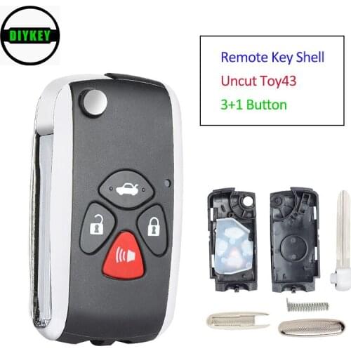 DIYKEY Modified Flip Remote Key Shell Case 3+1 Button for TOYOTA Camry RAV4 Corolla Yaris Matrix RAV4 Venza
