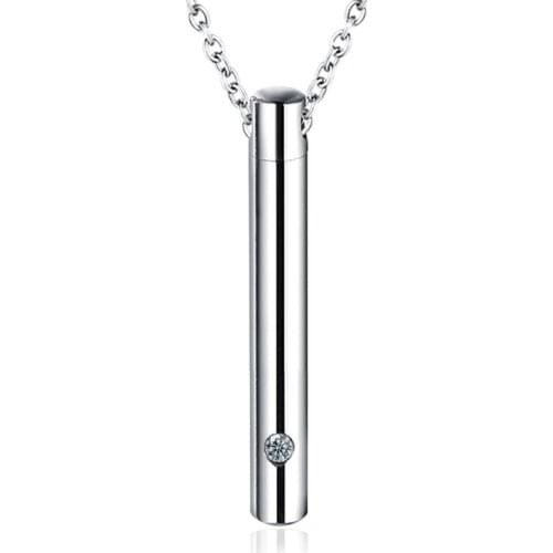 Cylinder Pet Cremation Urns Necklace Stainless Steel Memorial Container Hold