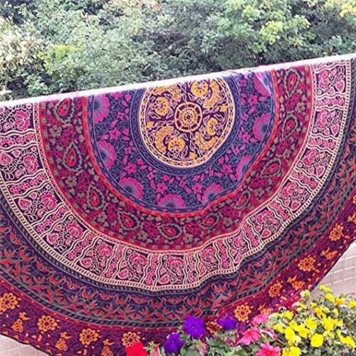 Flower Printed Indian Mandala Tapestry Wall Hanging Bohemia Beach Mat Bikini Cover Up Hippie Beach Tippet