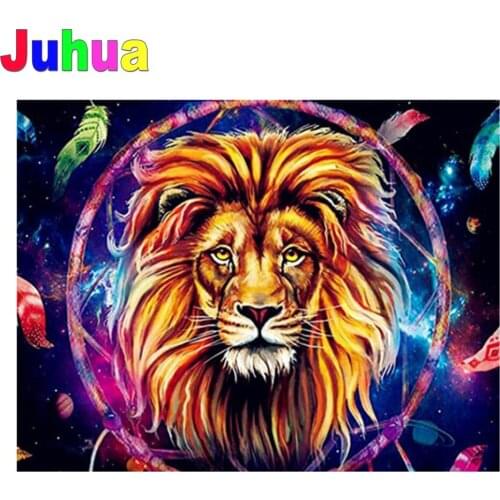 Diy Diamond Painting Lion King feather daimond embroidery Animal 5d full round Drill queen inlaid pattern Cartoon child gift
