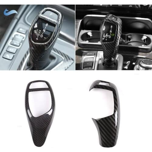 For BMW 1 2 3 4 5 Series F07 F20 F30 F10 F18 F30 F34 F25 F26 F15 F16 Car Carbon Fiber Gear Shift Gear Knob Head Cover Frame Trim