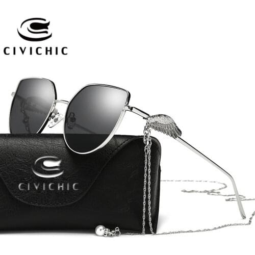 CIVICHIC Trendy Women Sunglasses Personalized Eyewear Unique Wings Legs HD Glasses with Chain Hipster Cats Eyes Gafas UV400 E218
