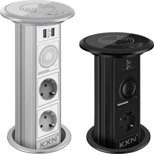 KXN Electric Lifting Sockets Hidden Tabletop Automatic Pop Up Retractable Outlet With USB Wireless Charging for Kitchen Office