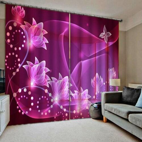 Purple curtains Customized size Luxury Blackout 3D Window Curtains For Living Room 3d curtains