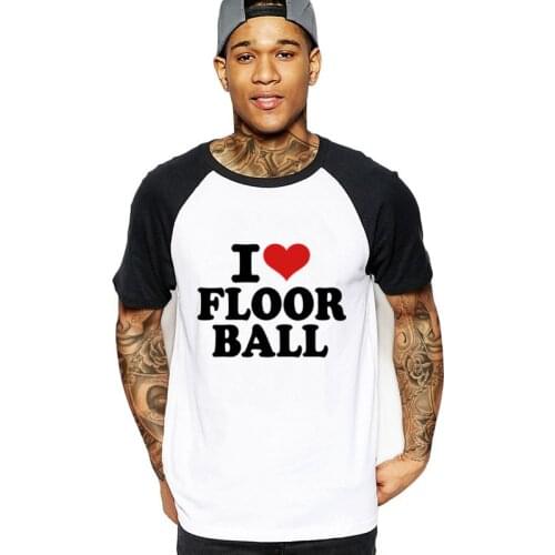 I love Floorball Print T Shirt Mens Brand Clothing father gift Short Sleeve Slim T-Shirt Male Wear Couples Top male Tees tshirt