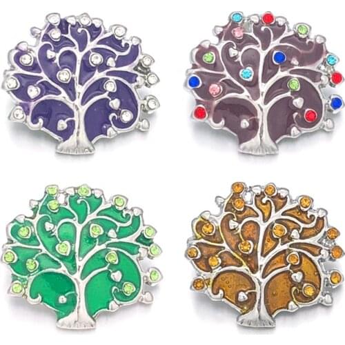Hot Tree w049 Crystal 3D 18mm 20mm Metal Snap Button For Bracelet Necklace Interchangeable Jewelry Women Accessorie Findings