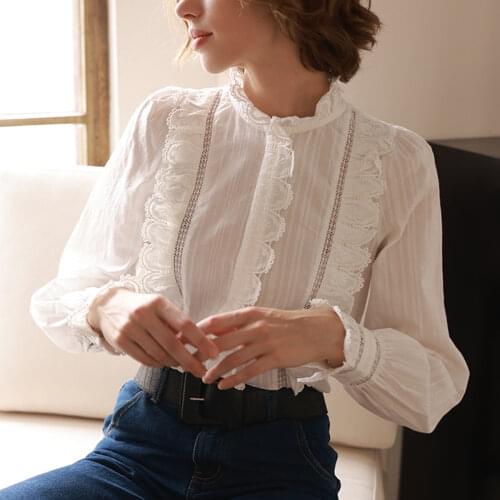 La melancolie Stand-up Collar Blouses