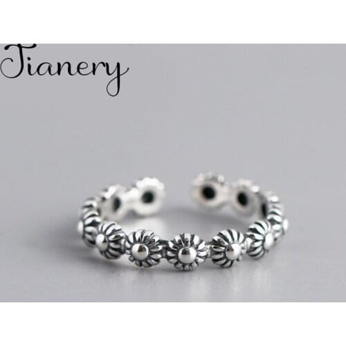 Summer Bohemian Ethnic Flowers Ring For Women Female Fashion Finger Rings Korean Girl Party Gift Gothic Jewelry