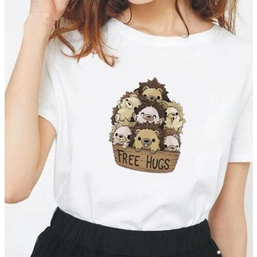 Summer Casual Tops Tee Shirt Femme Free Hugs A Basket of Cute Little Bears Print Women Tshirt Harajuku Shirt Camiseta Mujer