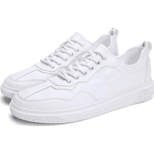 Hot Sale Spring Autumn Leather White Shoes Man Running Shoes Sweat-absorbent Shoes Breathable Antiskid Flat-bottomed Shoes