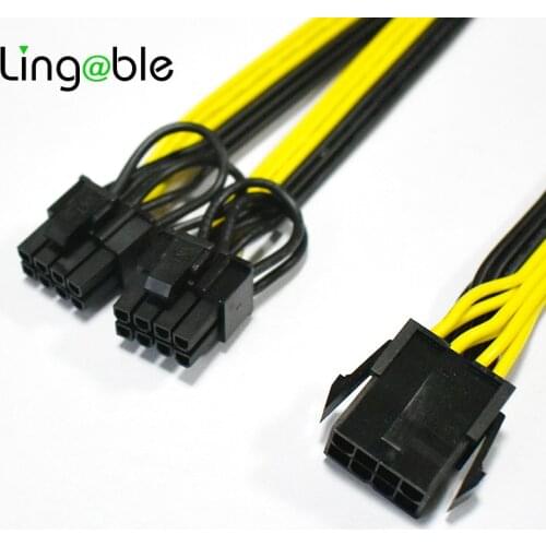 Lingable CPU 8 Pin to dual 8P (6+2) Pin PCI Express Power Converter Cable for Graphics GPU Video Card PCIE PCI-E Splitter