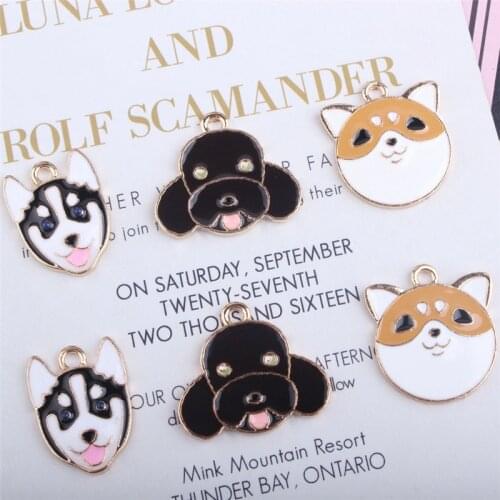 Cute Husky Teddy Akita Dog Pendant Charms Korean Jewelry Accessories Enamel Drip Oil DIY Making Material For Bracelet,Earrings