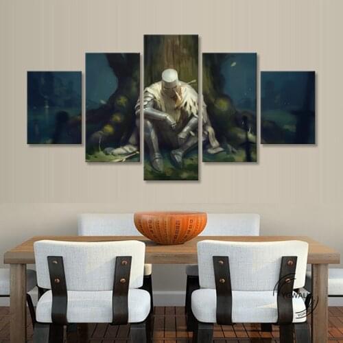 Dark Souls Knight Trees Printed Pictures Home Wall Art Modular Poster 5 Panel Paintings On Canvas Living Room Decor