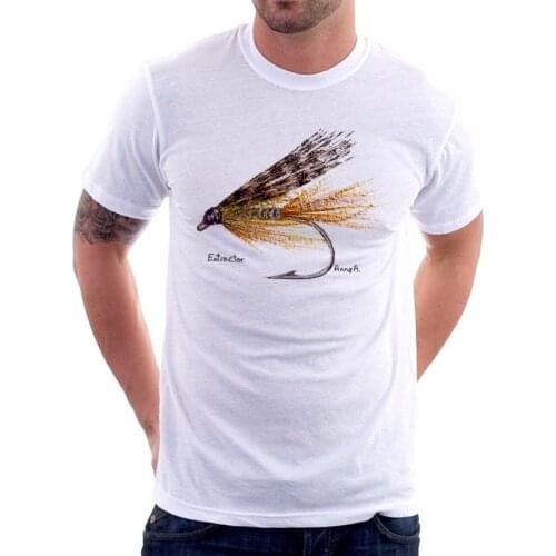 Men 2018 summer Fly Fishing Salmon Trout Fathers Day Dad Printed Tshirt