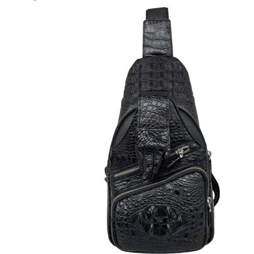 Fanzunxing men chest bag crocodile leather black single shoulder bag