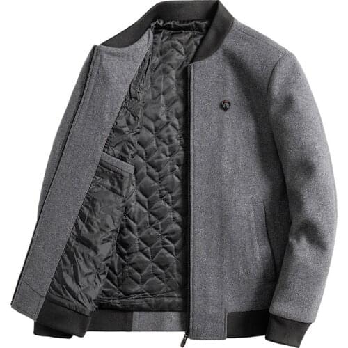 2021 new woolen jacket mens woolen jacket mens autumn and winter tide woolen jacket plus cotton thick baseball uniform