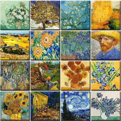 Full Square Diamond Painting Abstract Van Gogh Lris Flowers Diamond Embroidery Diamond Mosaic Cross Stitch Kits Home Decor