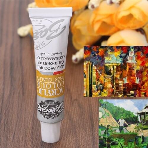 6 ML 12 Color Professional Acrylic Paint Watercolor Set Hand Wall Painting Brush GXMA