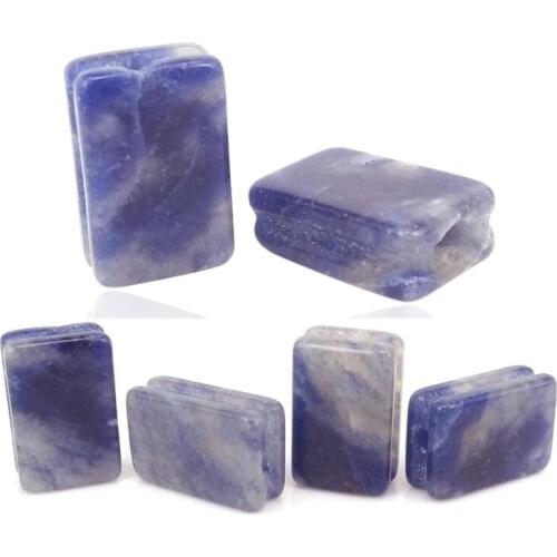 Natural Sodalite Stone Rectangle Blue Vein Bead For Brand Men Women Bracelet DIY Jewelry Making Semi Precious Stone Beads 13mm