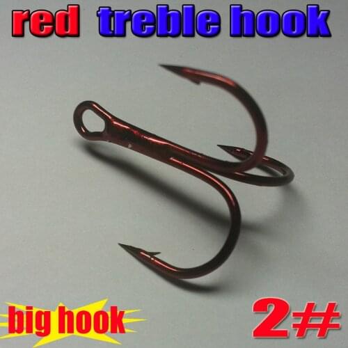 2015new fishing treble hooks color is red size 2# the big hooks 80pcs/lot high carbon steel