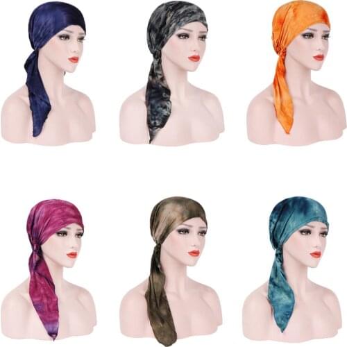 New Elastic Wrap Head Scarf Hats Muslim Turban Bonnet For Women Inner Hijab Hat Fashion Female Turbantes Caps Arab Headwear Hats