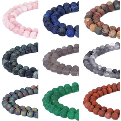Black matt Onyx lapis Rose pink quartz Natural Stone strand Beads For Jewelry Making Diy Bracelet 4-12MM Drop Shipping Wholesale